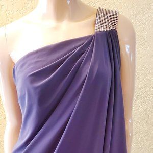 Steel grey Grecian style evening dress. Size 8.